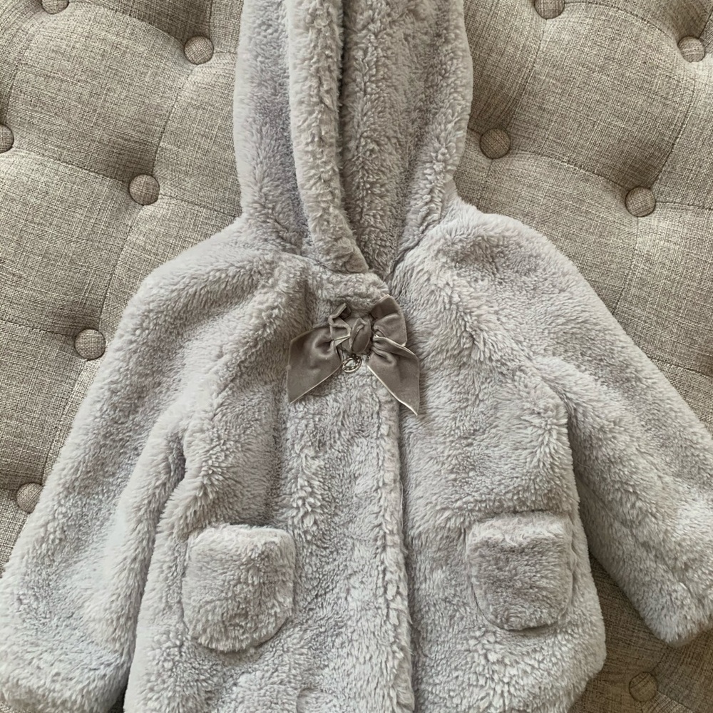 Grey fur coat